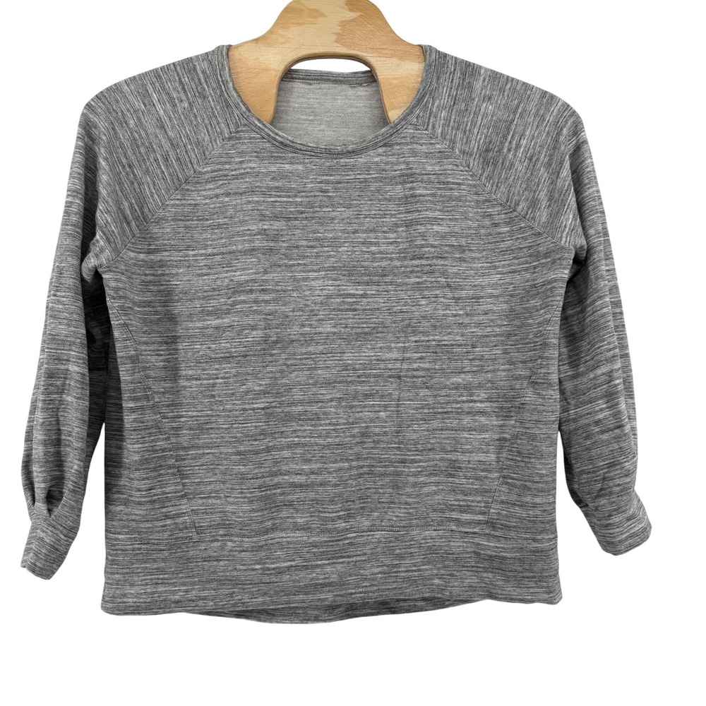 Athleta Women's Marled Grey Long Sleeve Relaxed Fit‎ Sweatshirt Top Size Large
